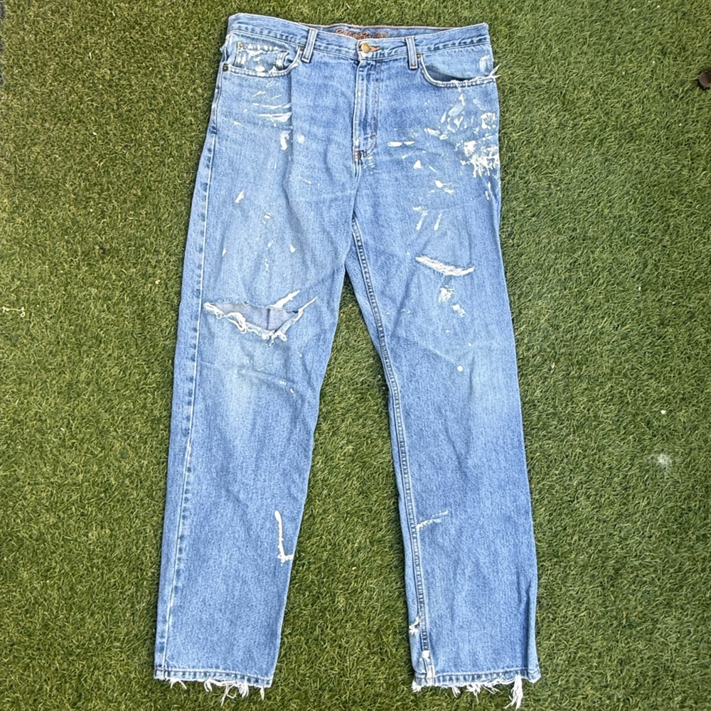 Vintage Eddie Bauer Relaxed Fit Jeans – Men’s 35x32 – Distressed Paint Splatter